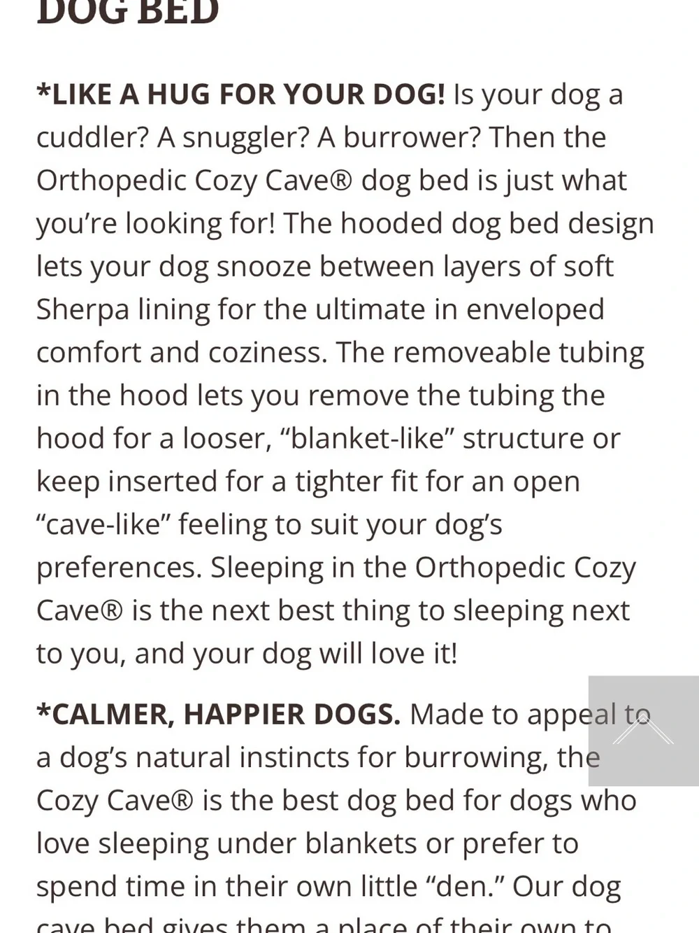 Snoozer Cozy Cave Orthopedic Dog Bed. Small. NWOT. Khaki Beige.